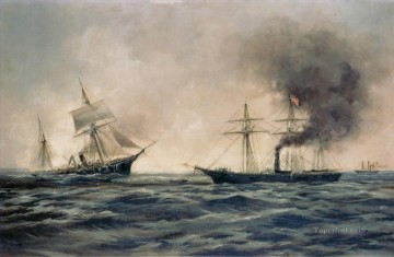 米海軍による南軍艦「CSSアラバマ海戦」の沈没 Oil Paintings